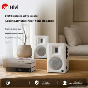 HiVi Swans D100 Bluetooth Bookshelf Speakers 4"Woofer Ribbon Tweeter 62W RMS Powered Desktop Stereo