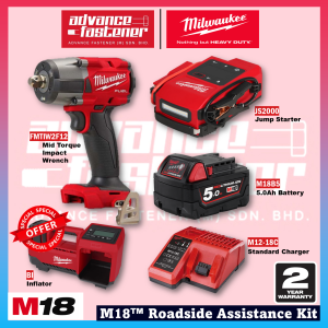 🔥Ready Stock | 💯Original🔥 Milwaukee M18™ Roadside Assistance Kit ( FMTIW2F12-0X0 M18 FUEL™ Gen II Mid-Torque Impact Wrench 1/2" / JS2000-0 M18™ Jump Starter / BI-0 M18™ Inflator ) | 2 Year Warranty | Fast Shipping