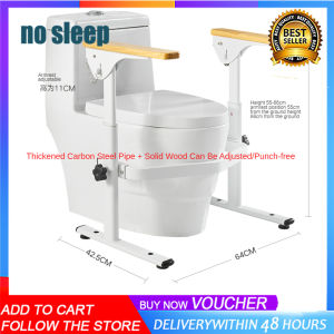 Stand Alone Toilet Rail - Bathroom Safety Assist Frame with Support Grab Bar Handles & Railings for Elderly Senior Handicap & Disabled - Freestanding Commode Stability Handrails