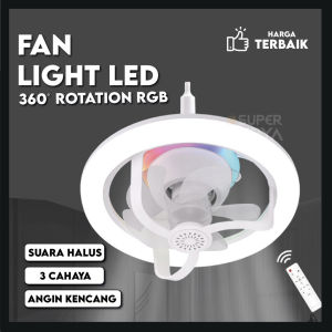 WEWANT Lampu Kipas Angin LED Gantung Plafon Minimalis 360° Rotation Aromatheraphy RGB 3 Warna Remote