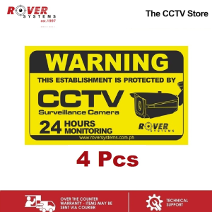 Rover Systems 6.7 in x 3.9 in CCTV Camera Warning DecalSticker 4 pcs.