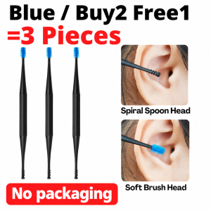 OULISI Japan Ear Pick Double-Headed Spiral Silicone Digging Picking Tool Kid Baby Pencungkil Gorek Telinga 双头螺旋式硅胶挖耳勺