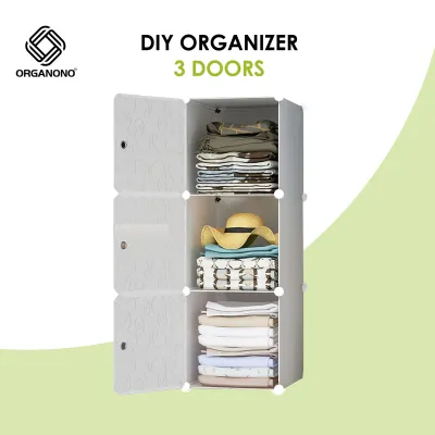Organono DIY Cubes Cabinet Storage Screwless Multipurpose File Storage Book Shelve Cabinet Clothes Towel Wardrobe