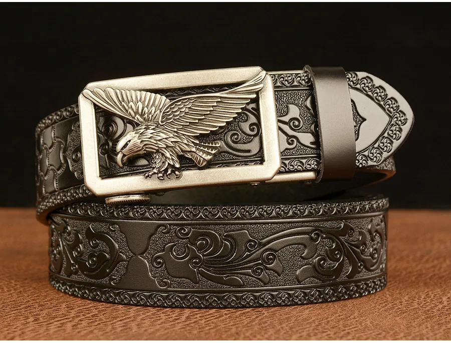 Fashion Embossed Men's Automatic Belt Buckle Cowhide Retro Hollow