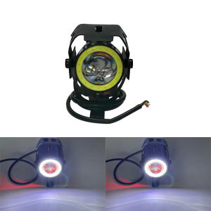 Motorcycle LED Headlight Driving Moto Spotlight w/ Switch MINI U7 Fog Spot Head Light Angel Eye Devil Eye