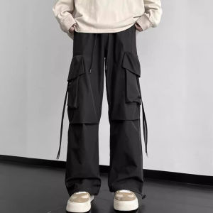 Quần yếm nam ielgy quần ống rộng thường ngày dáng suông mùa xuân và mùa thu