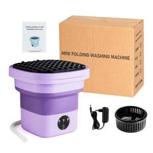 foreverlily 6.5L/7L Portable Folding Washing Machine Automatic 2in1 Washing & Dewatering Blue Light For Baby Clothes Underwear Socks Towels Smart Timer Laundry Washer