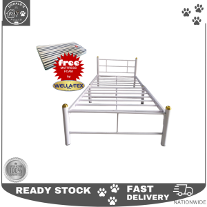 EZEKIEL SINGLE METAL BED FRAME with MATTRESS SPLIT TYPE (3 INCHES FOAM) - DONALDs PORCH