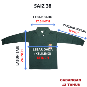 003LS - T-SHIRT KADET REMAJA KRS LENGAN PANJANG / TSHIRT KADET ( LONG SLEEVES CADET / KOKURIKULUM KRS )