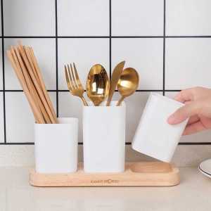 Kotak Tempat Sendok Garpu Estetik 3 Kotak Organizer Dapur | Rak Kotak Sendok Garpu Pisau Serbaguna | Taffhome - LL251