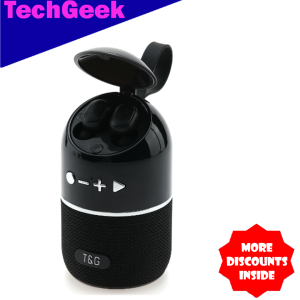 T&G TG-805 TWS Mini Portable Wireless Bluetooth HiFi Speaker with Wireless Bluetooth Earbuds 2 in 1 Multi Function