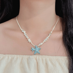 HEALMEYOU Bohemian Starfish Necklace  Bead Beach Surfer Summer Clavicle Chain Fashion Colorful Trendy Beach Necklace Vacation