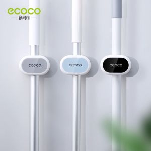 SR99. ECOCO Wall Mount Mop Broom Holder Wall Mounted Household Adhesive Storage Broom Hanger Mop Hook Organizer