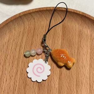 HBESTY Kawaii Phone Charm Keychain Japanese Street Food Taiyaki Narutomaki Fish Cake Dango Phone Charm Key Chains for Friends Gifts