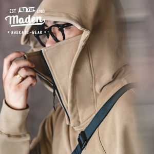 MADEN brand tooling style 2025 autumn new ins net red men youth American heavy high-neck zipper sweater hoodie vibe style high street functional style coat