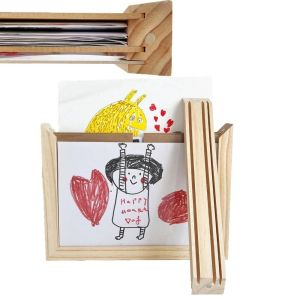 ROLL Changeable Wooden Kids Art Frame Rotatable Wall Decoration Cards Display Holder Creative Memorial Photo Frame Kids