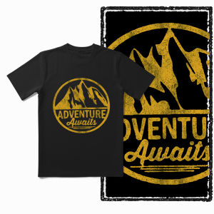 Coolmind YA ADVENTURE Theme Print Exclusive Graphic Men T shirt for men Big Size Cool BLACK mens novelty tee shirt
