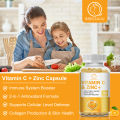 BBEEAAUU Vitamin C Glow Skin Whitening Capsules with Zinc 25mg Support immunity Promote Collagen Synthesis and Antioxidant for Skin Health Energy Production 维C+锌. 