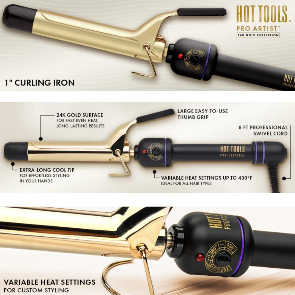 Hot Tools Pro Artist Collection Curling Iron Long Lasting Beautiful Bouncy Curls 24K Gold Lazada PH