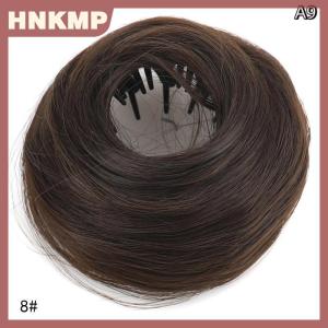 HNKMP Synthetic Mini Claw Clip In Messy Hair Bun Straight Hair Retractable Natural Donut Updo Hairpieces For Women Girls