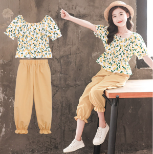 Baju setelan anak perempuan bahan:katun-pakaian anak cewek motif lemon import -hadiah ulang tahun