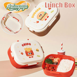 Aoduoyaya Cute Cartoon Lunch Box with Spoon and Fork Container Student Food Storage Box Bekas Makanan Kanak