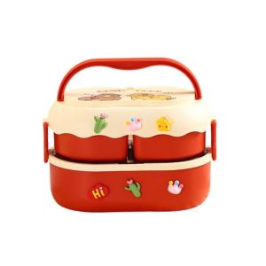 Container For Kids 1600ml Double Layer Microwave Friendly Bentos Box With Compartments School Lunch Holder
