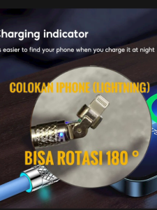 Kabel Data ponsel 6A 120W Zinc Alloy 3 In 1 Super Usb fast charging bisa berputar 180 ° For Type C Micro Usb Dan Iphone
