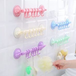ZH417 6 Hooks Wall Vacuum Rack Suction Cup Style Towel Bathroom Kitchen Holder Sucker Hanger Hook