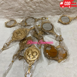 ( isi 50 pcs ) souvenir pernikahan cermin bulat gold