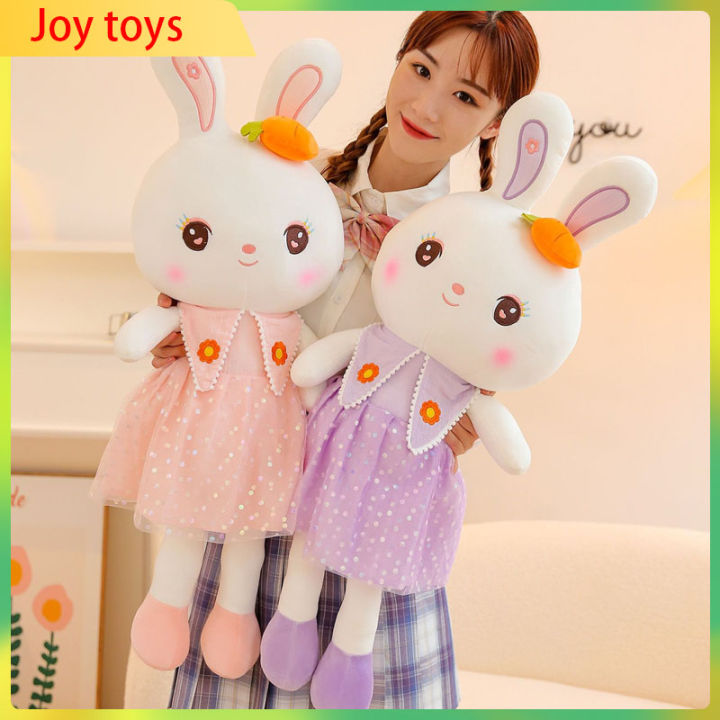 Cute Carrot Rabbit Soft Stuffed Toy Cartoon Little White Rabbit Princess  Plush Doll Big Size Bunny Doll Girls Sleeping Hugging Pillows Birthday Gift 