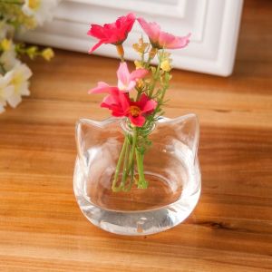 YANDUN Không dễ phai Bình thủy canh Hình Con Mèo Không dễ vỡ Bình thủy tinh hình mèo Chai thủy canh Trong suốt Sân
