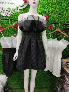 [MÃ LAZADAFAHB01 - GIẢM 30K ĐƠN 100K] Váy đầm xòe xốp hoa gấm phối ngọc trai siêu xinh