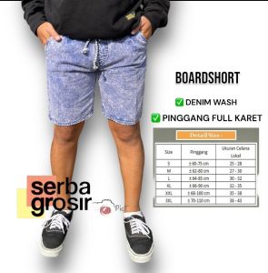 celana pendek pria denim wash / boardshort pria dan wanita