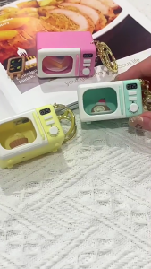 Lobster Clasp Microwave Keychain Simulation Pendant LED Light & Sound Functionality for Night Safety Family Activities