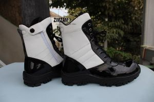 SEPATU BOOTS SAFETY PDL PDH POLISI PROVOST POLRI BAHAN SEMI KULIT LAK MENGKILAP TANPA SEMIR