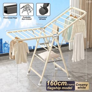 Isidoro.os Balcony Indoor Outdoor Rack Foldable Clothes Drying Rack Heavy Duty Windproof Floor Stand