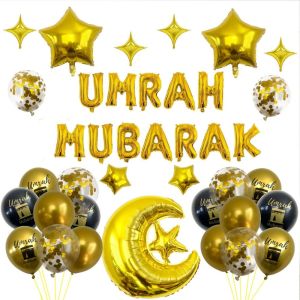 CHUAN Star Moon Eid Mubarak Balloons Multicolor Latex Printing Ramadan Kareem Balloons Kit Creative Accessorries Foil Balloon Home Decoration