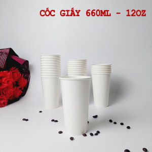 Set 50 ly giấy cốc giấy 660ml - 22oz trắng trơn siêu đẹp
