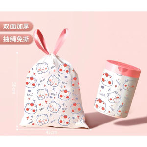 100pcs Creative Bear Garbage Bag Kitchen Bathroom Drawstring Large Capacity Trash Bag