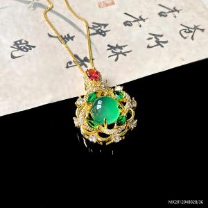 Thousand Crystals and Ten Thousand Beads Natural Green Chalcedony Pendant - Fashionable Necklace for Women with Agate Crystal Jewelry 2026