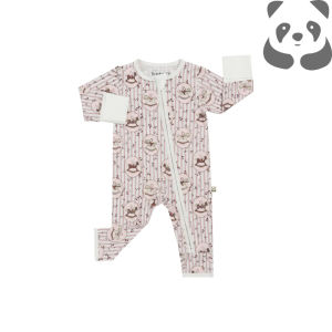Bamberry Baby Zippered Romper - Pink Horse - Bamboo Fabric