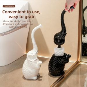 GONOVO Tiết kiệm không gian Bàn chải và giá đỡ nhà vệ sinh Nhựa Tay cầm dài Bàn chải vệ sinh hình voi Dụng cụ vệ sinh góc Phim hoạt hình Trang trí phòng tắm dễ thương cho bồn tắm