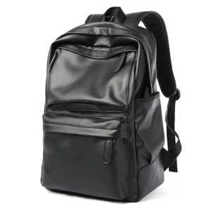Tas Ransel Punggung Kulit Sekolah Kerja Polos Backpack Pria Wanita Waterproof