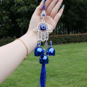 Handmade Blue Evil Eye Wind Chime Metal Home Garden Decor Protective Ornament For Good Luck And Positive Energy Gift