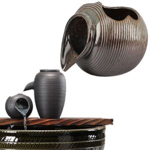 QFV5F เปิดด้านบนสุด หม้อดินหมุนเวียนน้ำ ตกแต่งด้วยการตกแต่ง กระถางดอกไม้สำหรับเด็ก กระปุกน้ำตกหมุนเวียน ประณีตประณีตประณีต ง่ายต่อการทำความสะอาด น้ำพุน้ำไหล ถังเลี้ยงปลา