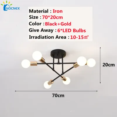 【Free Led Bulb】Nordic Ceiling Light Chandelier With Free 3/5 Bulbs LED Modern Retro Metal Spider Ceiling Lamp For Living Room Bedroom Kitchen Dining Table Lighting Fixtures Pendant Light Drop Light Hanging Lights NOCNEX