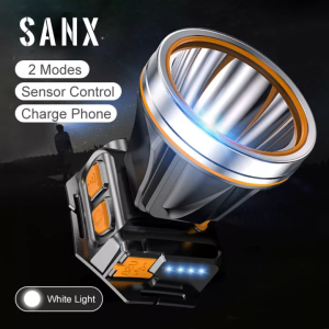 SANX LED Headlight USB Rechargeable Zoom Headlamp Fishing Light Waterproof Light Torch Flashlight Outdoor Hiking Headlamp Camping Light 500M Lighting