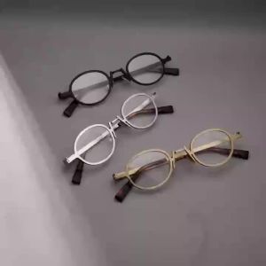 Stainless Steel Eyeglasses Full-Rim Oval Frame Designed for High Diopter 43mm Wide.