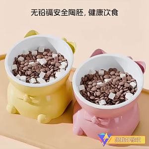 Flower Season Cat Bowl Ceramic Cat Food Bowl Elevated Cat Bowl Water Bowl Anti-Spill Slanted Cat Bowl Stainless Steel Cat Bowl
